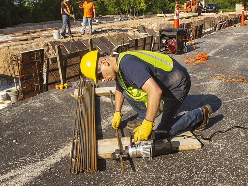 Cutting rebar on site