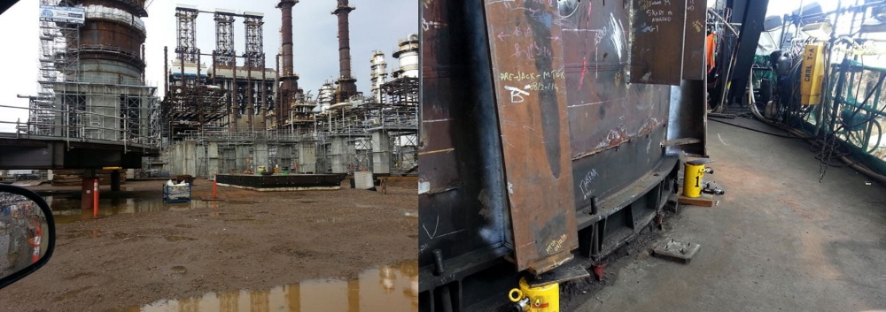 lifting a coker at oil refinery