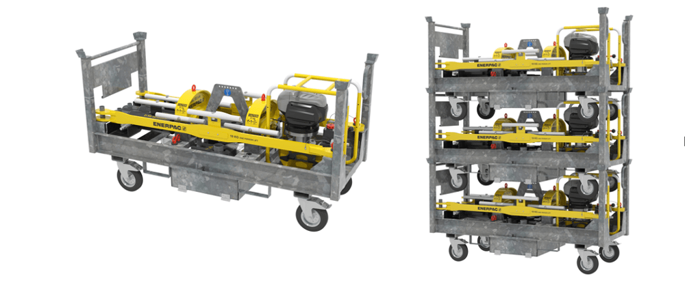 storage trolley for a rail stressor