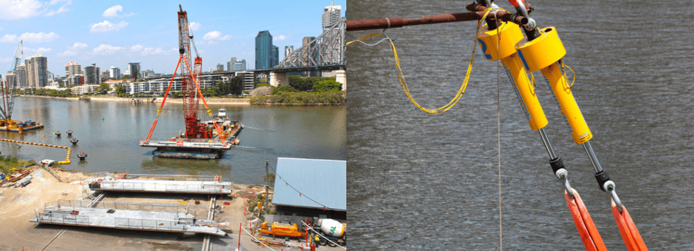 how the brisbane riverwalk was built using a synch hoist