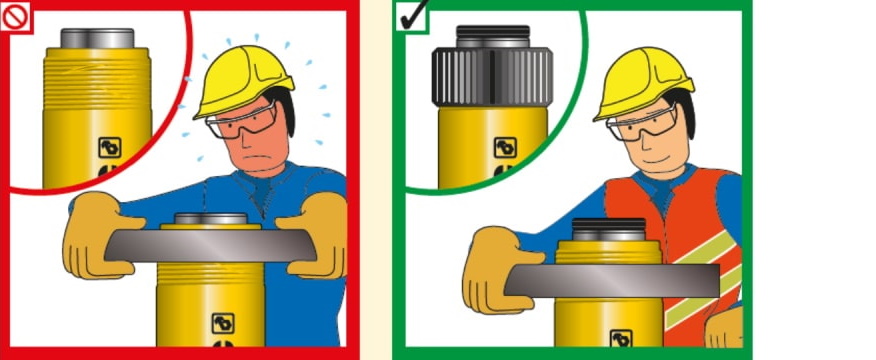 protect threads on hydraulic cylinder with a protective cap