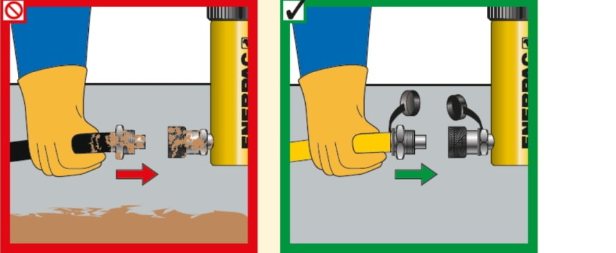keep hydraulic connectors and couplers clean
