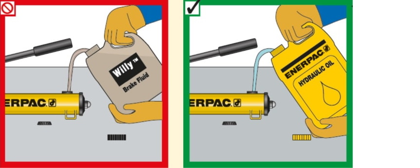 use enerpac manufacturer's oil only