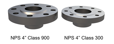 nps 4" class 900 and class 300 flanges