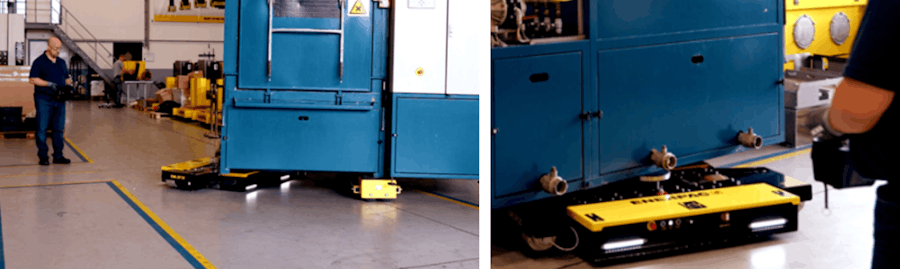battery-powered machine skates as a heavy equipment handling solution

