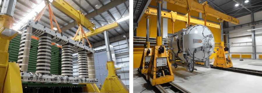 portable hydraulic gantries for heavy equipment handling