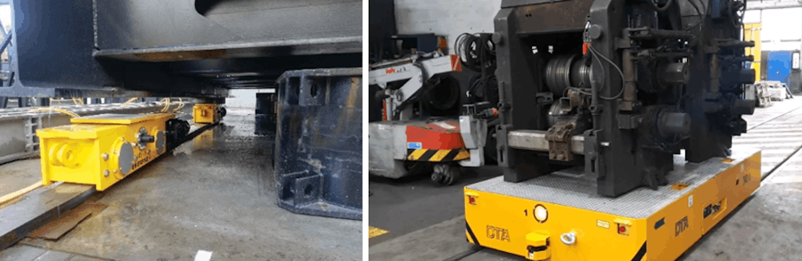 rail guided vehicles and electric trolleys for heavy load movement
